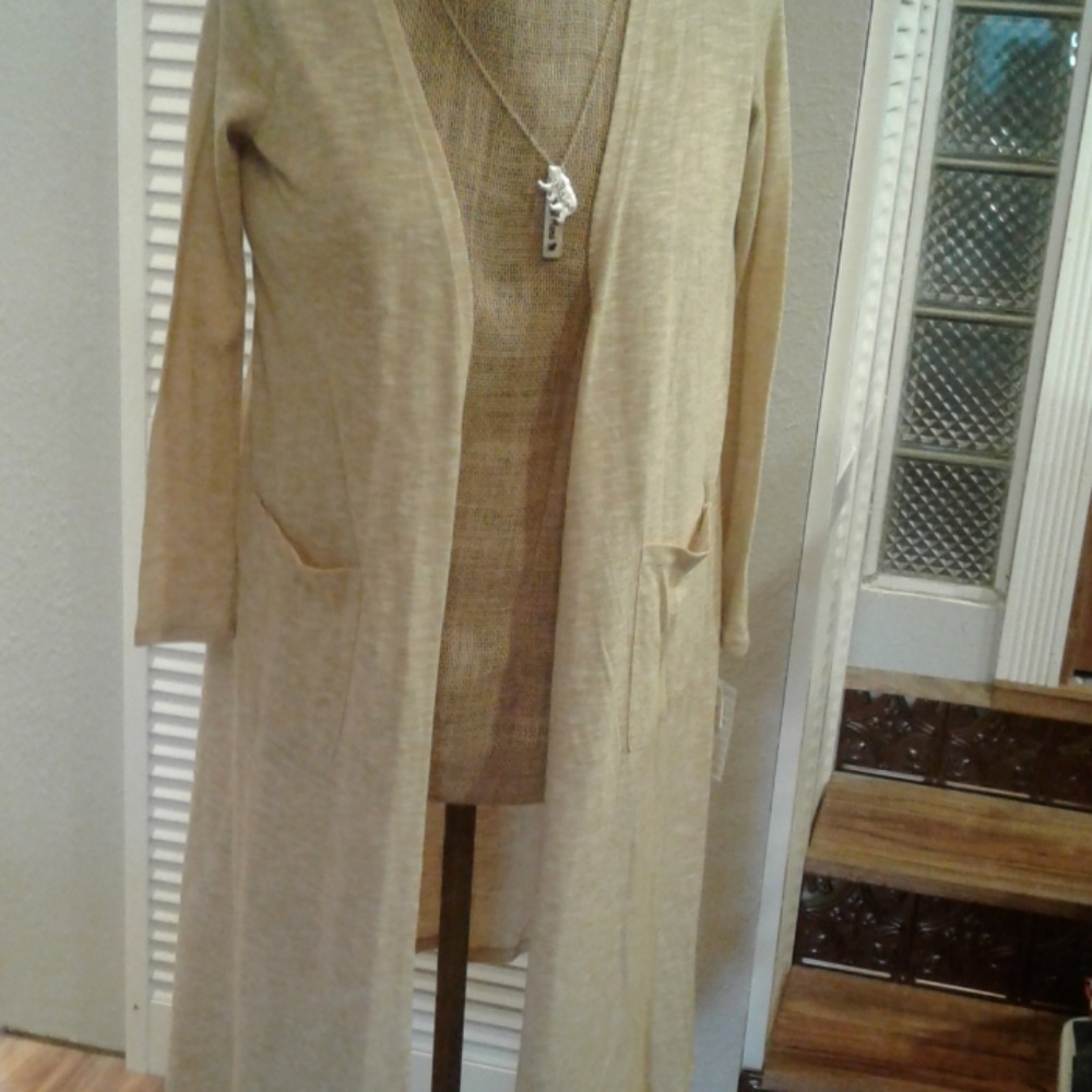 🌻🦉TAN HEATHERED SARAH DUSTER CARDIGAN🦉🌻